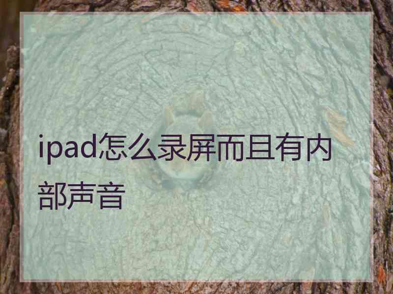 ipad怎么录屏而且有内部声音