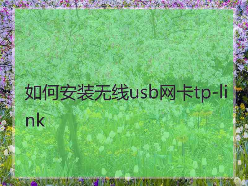 如何安装无线usb网卡tp-link