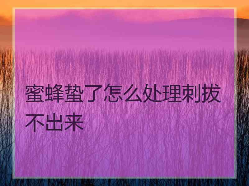 蜜蜂蛰了怎么处理刺拔不出来