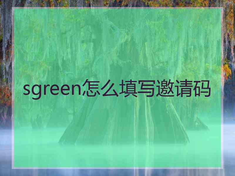 sgreen怎么填写邀请码