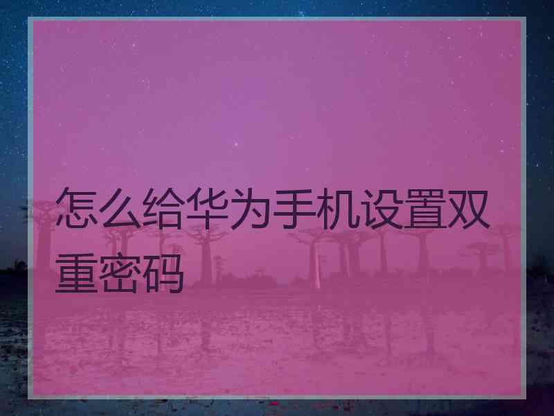 怎么给华为手机设置双重密码