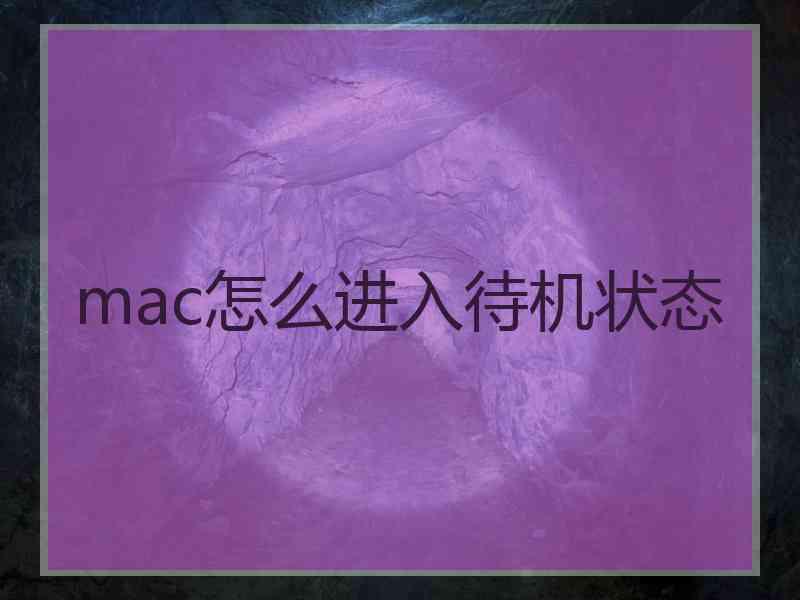 mac怎么进入待机状态