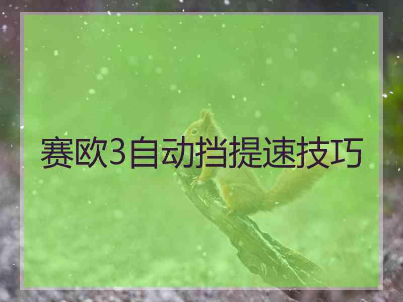 赛欧3自动挡提速技巧