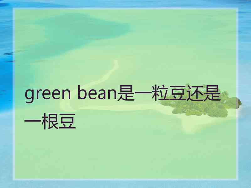 green bean是一粒豆还是一根豆