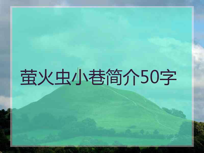 萤火虫小巷简介50字