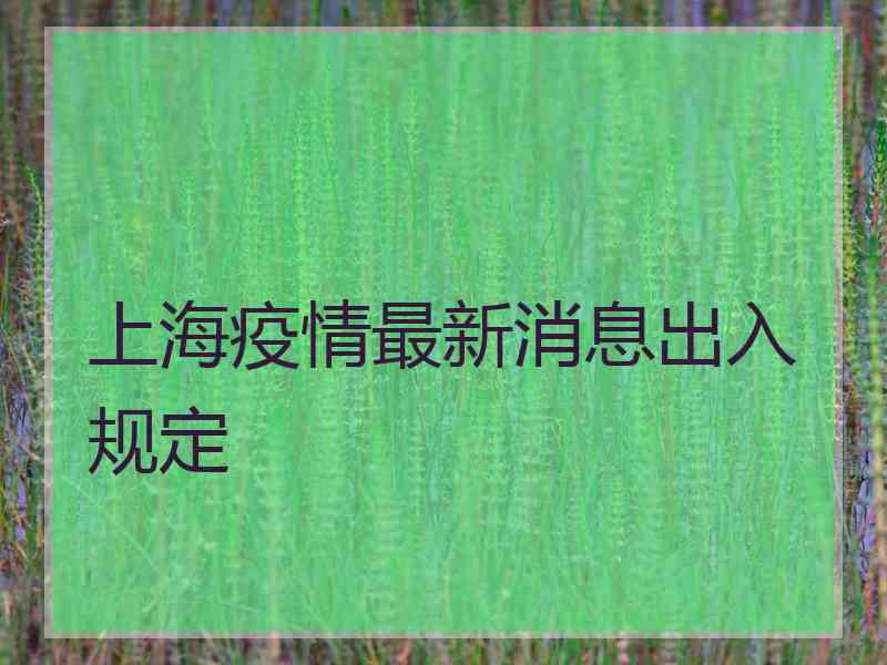 上海疫情最新消息出入规定