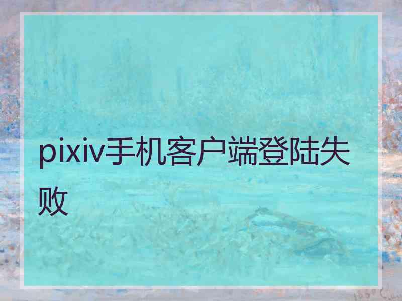 pixiv手机客户端登陆失败