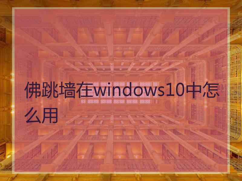 佛跳墙在windows10中怎么用