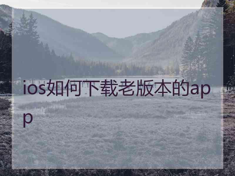 ios如何下载老版本的app