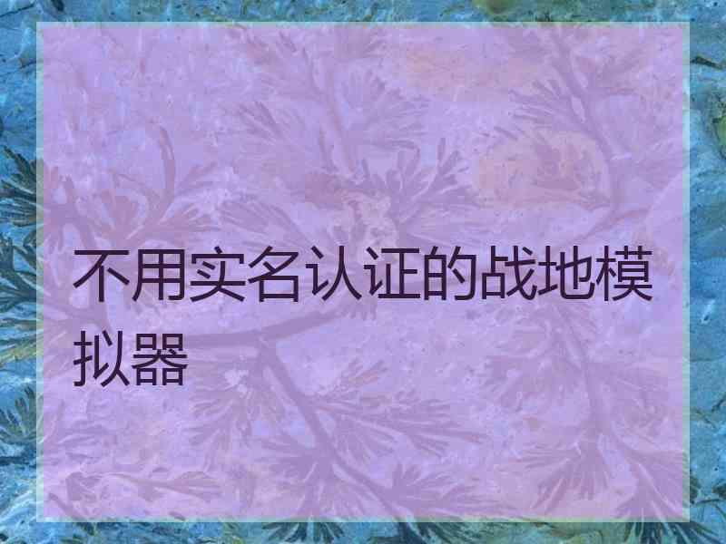 不用实名认证的战地模拟器