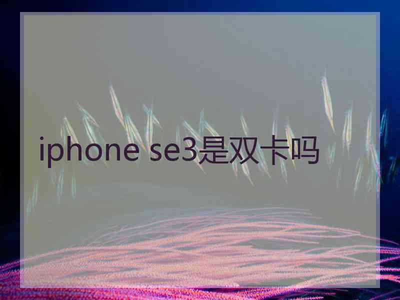 iphone se3是双卡吗