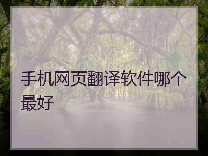 手机网页翻译软件哪个最好