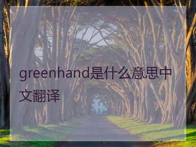 greenhand是什么意思中文翻译