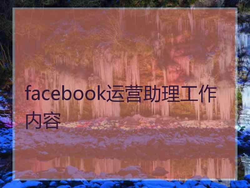 facebook运营助理工作内容