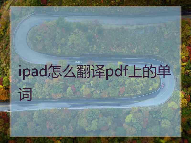 ipad怎么翻译pdf上的单词