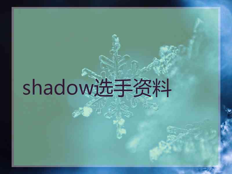 shadow选手资料