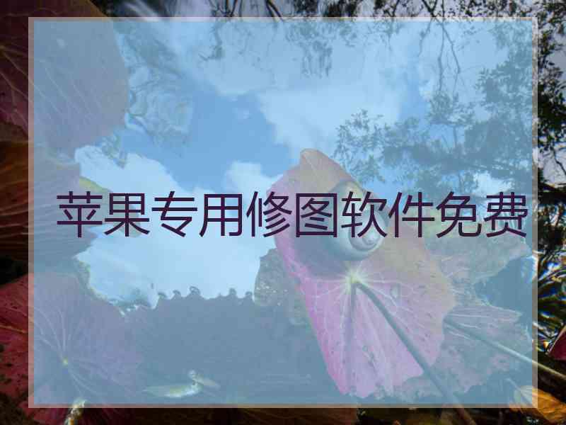 苹果专用修图软件免费