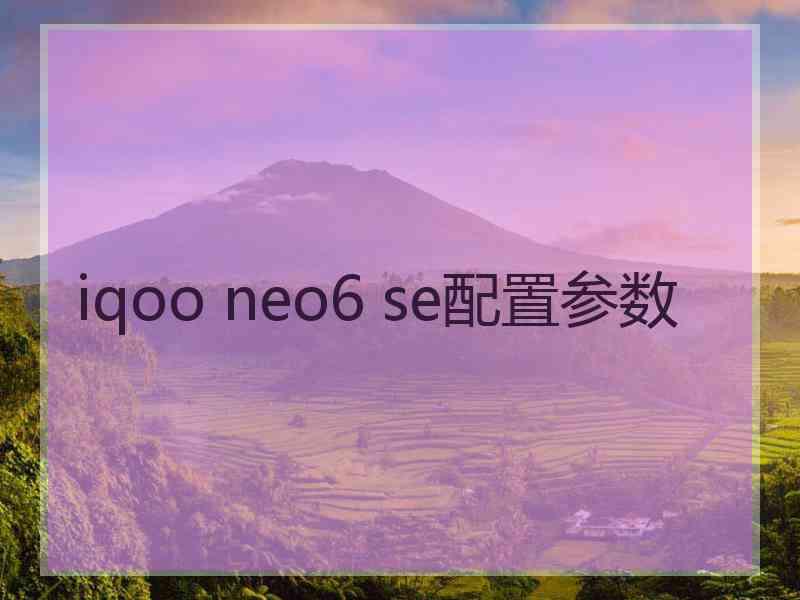 iqoo neo6 se配置参数