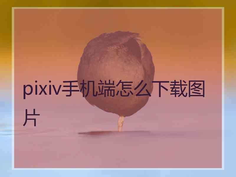 pixiv手机端怎么下载图片