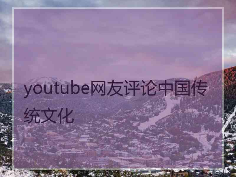 youtube网友评论中国传统文化