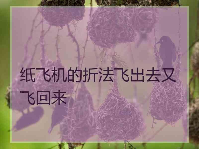 纸飞机的折法飞出去又飞回来