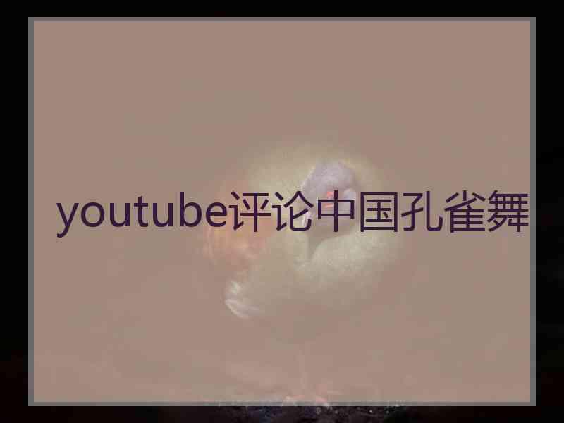 youtube评论中国孔雀舞