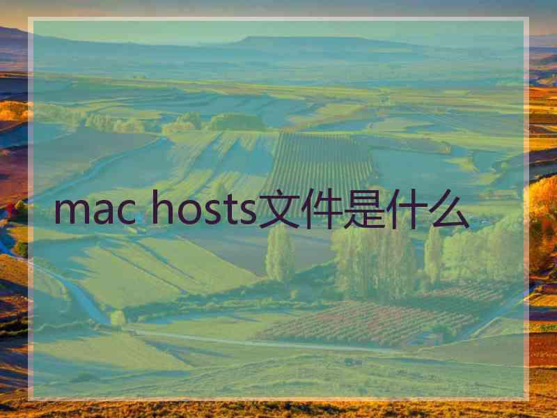 mac hosts文件是什么