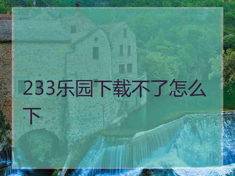 233乐园下载不了怎么下