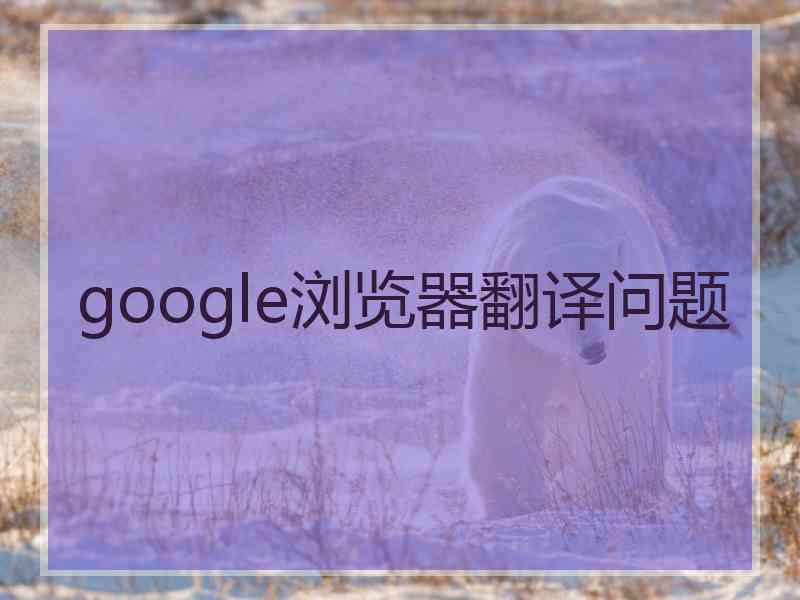 google浏览器翻译问题