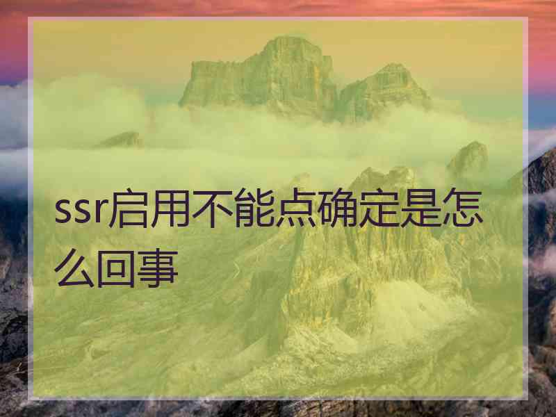 ssr启用不能点确定是怎么回事