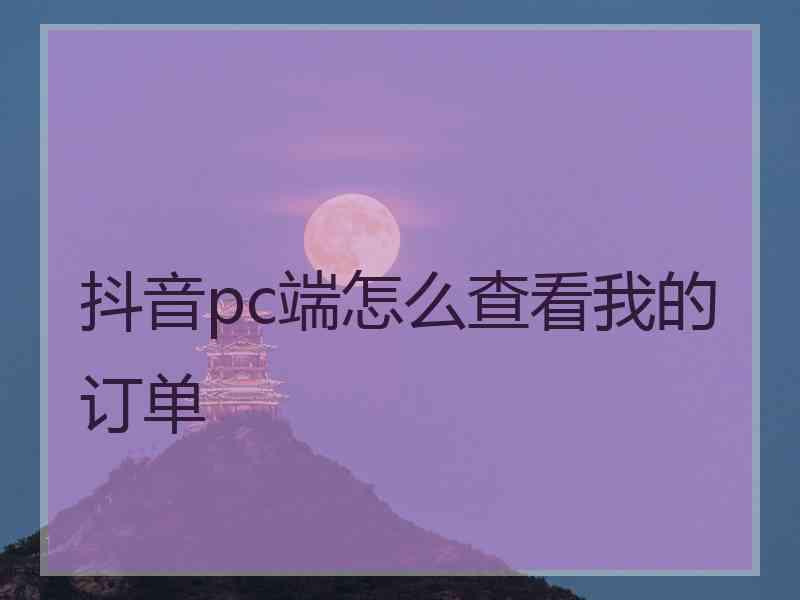 抖音pc端怎么查看我的订单