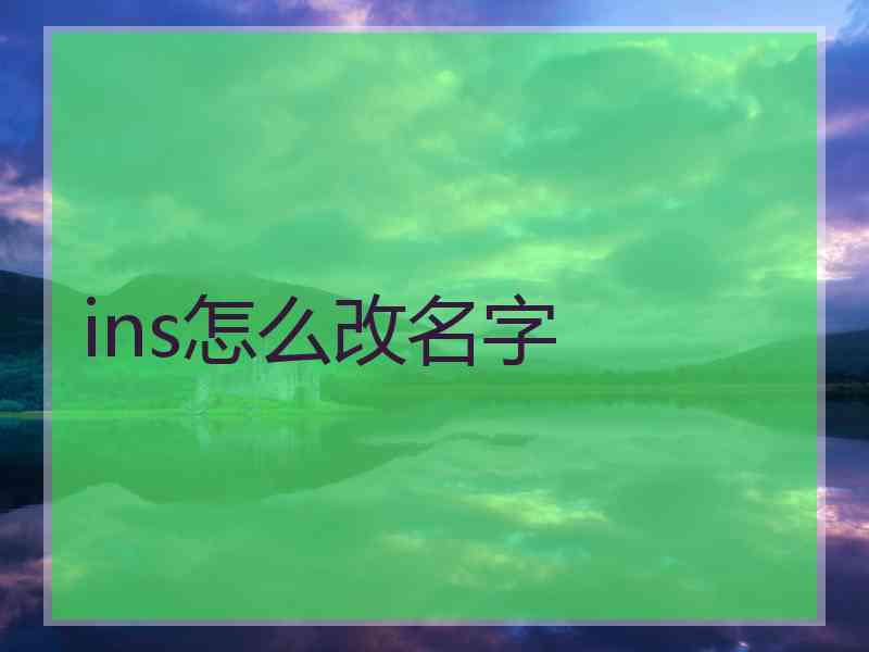 ins怎么改名字