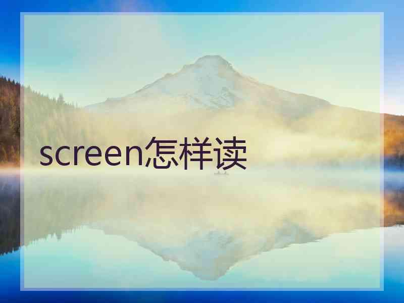 screen怎样读